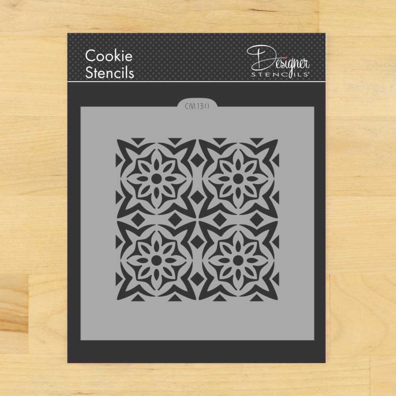 Scroll Tile Cookie & Craft Stencil | CM131 by Designer Stencils | Cookie Decorating Tools | Baking Stencils for Royal Icing, Airbrush, Dusting Powder | Craft Stencils for Canvas, Paper, Wood | Reusable Food Grade Stencil
